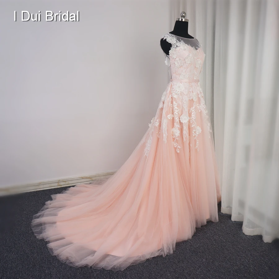 Кружевное свадебное платье со шлейфом без рукавов|blush wedding dress|vestido de noivawedding dress |