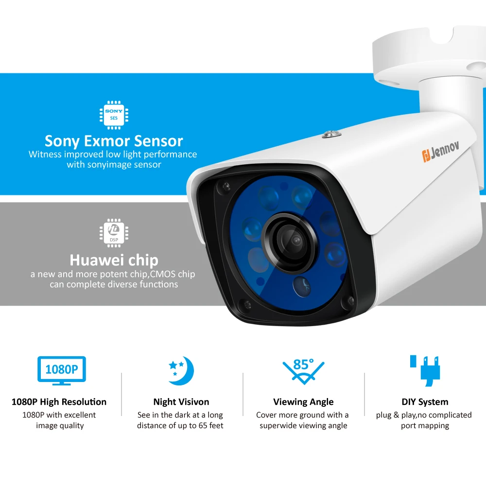 Jennov 5MP 4CH CCTV камера Scurity система Комплект IP Видеонаблюдение наружный видео мониторинг DVR AHD камера Удаленный просмотр P2P HD