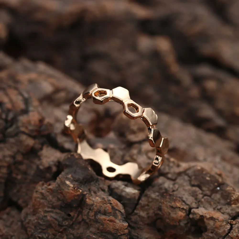 Kinitial 1Pcs Gold Silver Plated Honeycomb Hexa Rings for Women Knuckle Geometric Jewelry Fashion Anel Feminino Birthday Gift | Украшения и