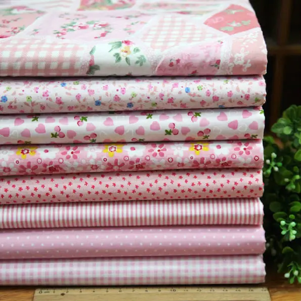 

100% cotton 8 assorted prints 20x30cm fat quarters pink patchwork quilting fabric cloth for home textile sewing Free shipping
