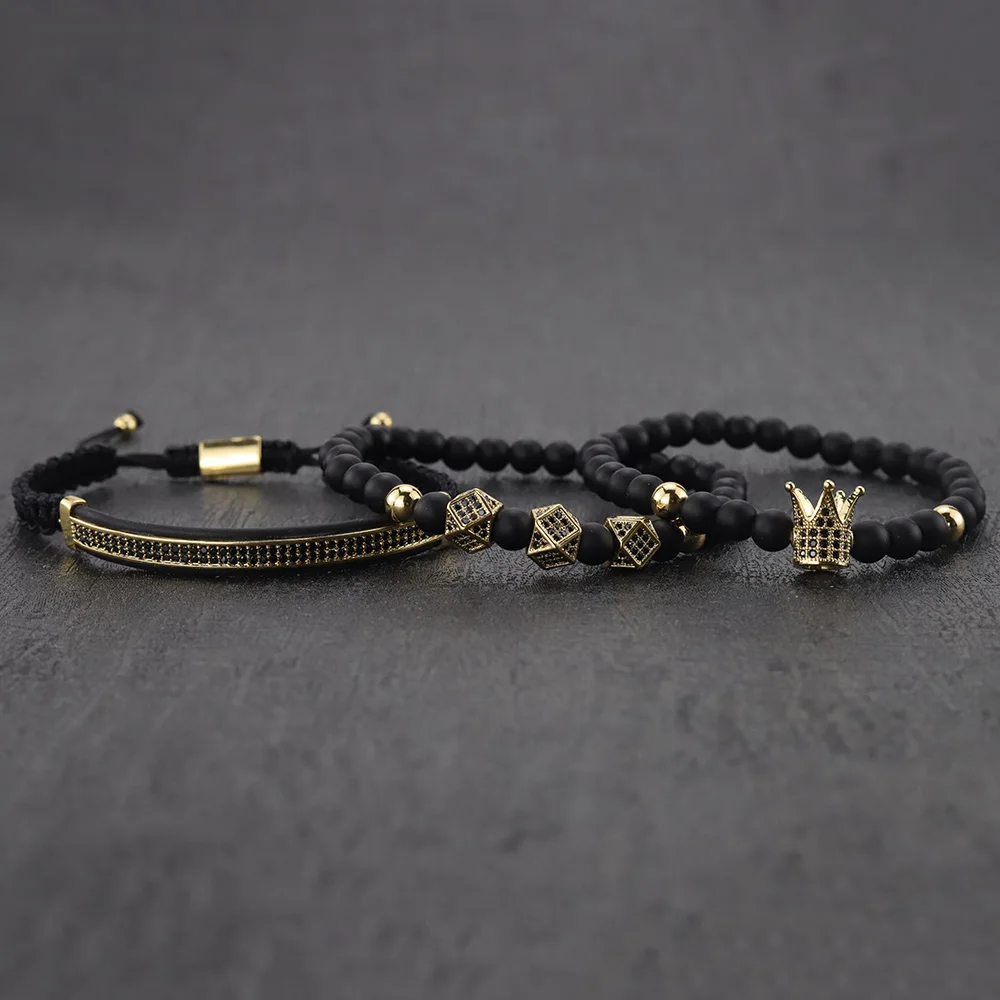 Роскошные мужские многоугольные браслеты ручной работы с искусственным