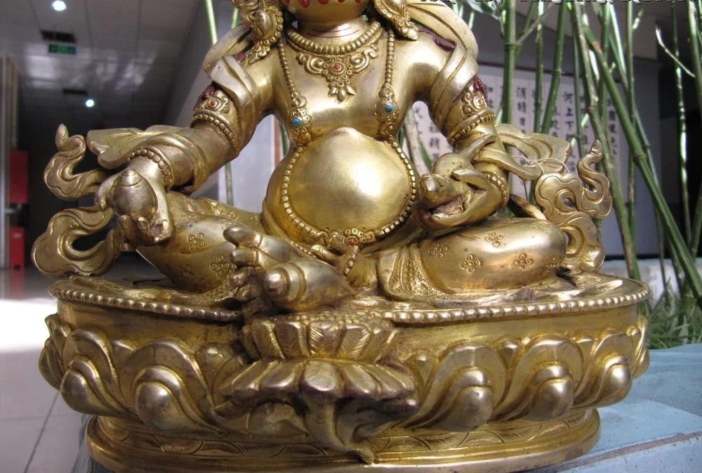 Tibet 100% Pure Copper bronze 24K Gold gild Yellow Jambhala Buddha Statue | Дом и сад
