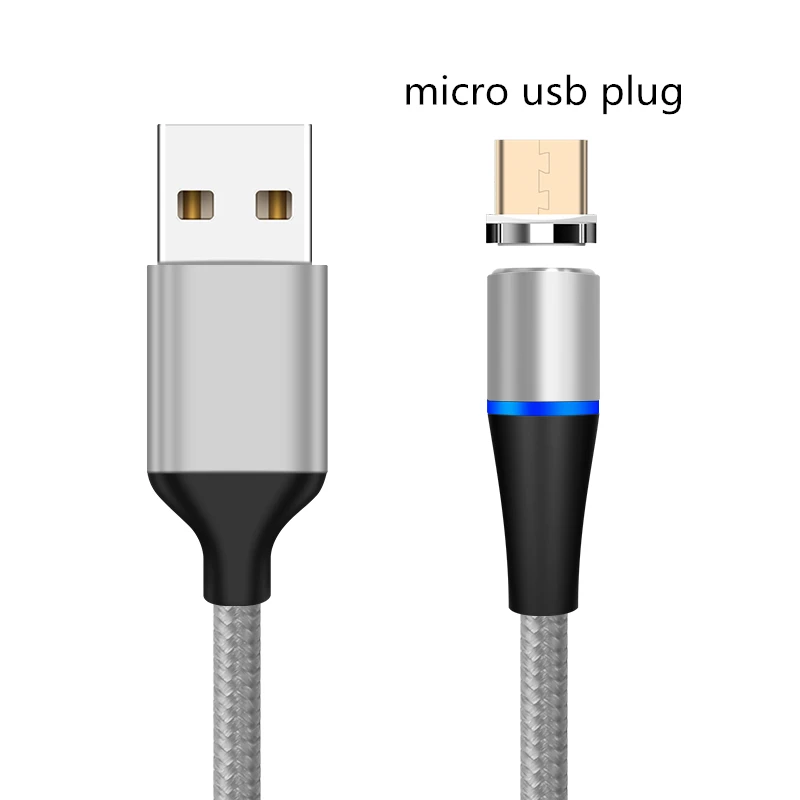 silver micro plug SUNPHG 3A быстрой зарядки Магнитный кабель Зарядное устройство для iPhone xs Макс микро Тип usb C кабель для samsung s9 Мобильный телефон провода - Цвет: silver micro plug