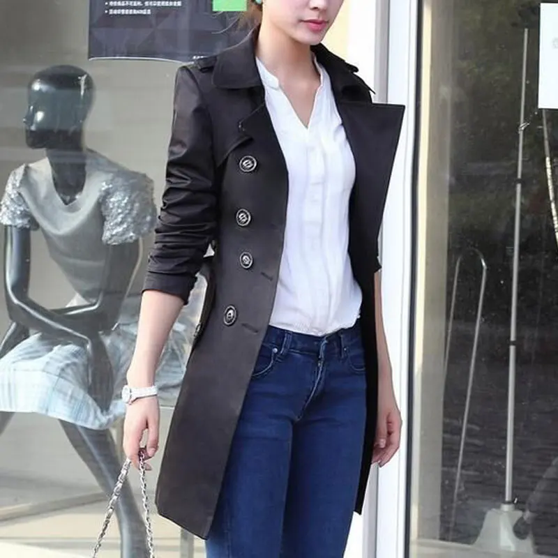 HEE GRAND/тренчкот для женщин, осеннее пальто размера плюс 4XL, приталенная верхняя одежда, зимняя двубортная ветровка, пальто WWF915