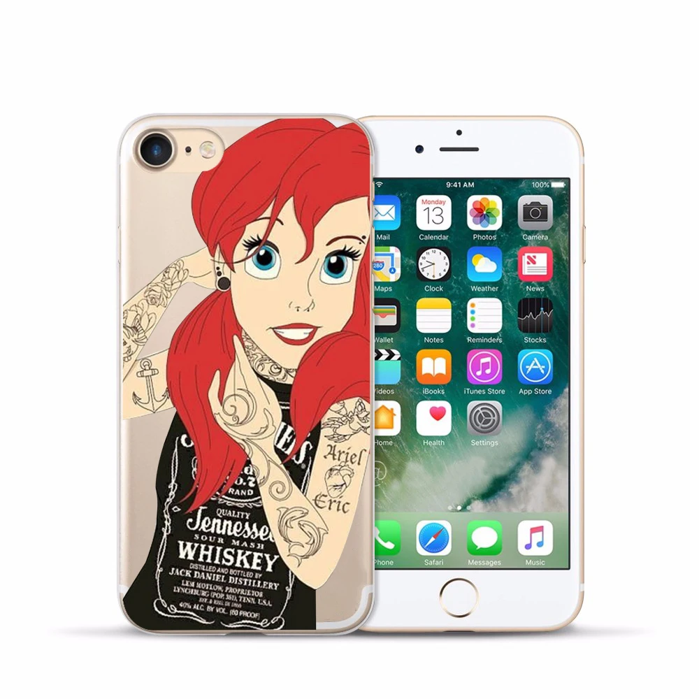 6 soft case Татуированная Алиса Ариэль Жасмин Мягкий силиконовый чехол для телефона iPhone 8 7 6 6S Plus X XS XR XS Max 5 5S 11 pro max чехол - Цвет: 6 soft case
