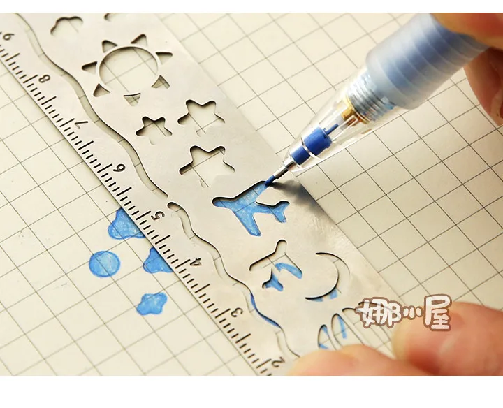Kawaii Нержавеющая сталь полые брод животных, рыб металлической линейки diy рисунок шаблон Закладки милые канцелярские школьные канцелярские принадлежности