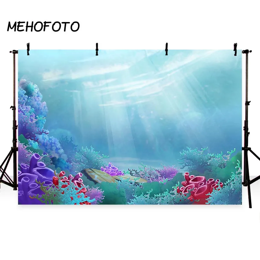 Фон для фотосъемки с мультяшным принтом на морскую тематику морских растений