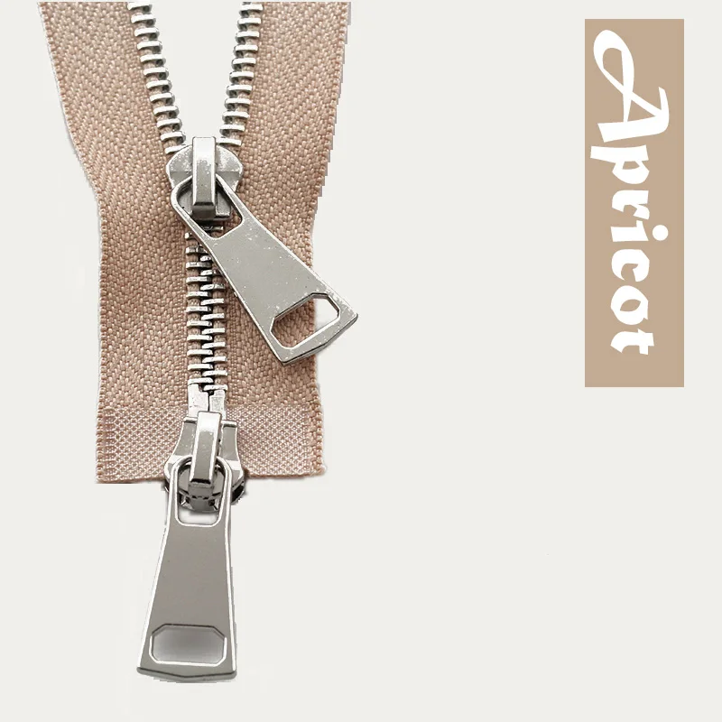 Apricot 5# разъемная застежка-молния двойными собачками good Market 60/70/80/90/100/120/150 см автоматический металлический замок застежки-молнии - Цвет: Apricot