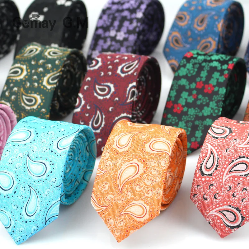 

New Style Ties for Men Paisley Polyester Jacquard Woven Mens Necktie Formal Wedding Party Slim Neck tie Gravata Narrow TIE