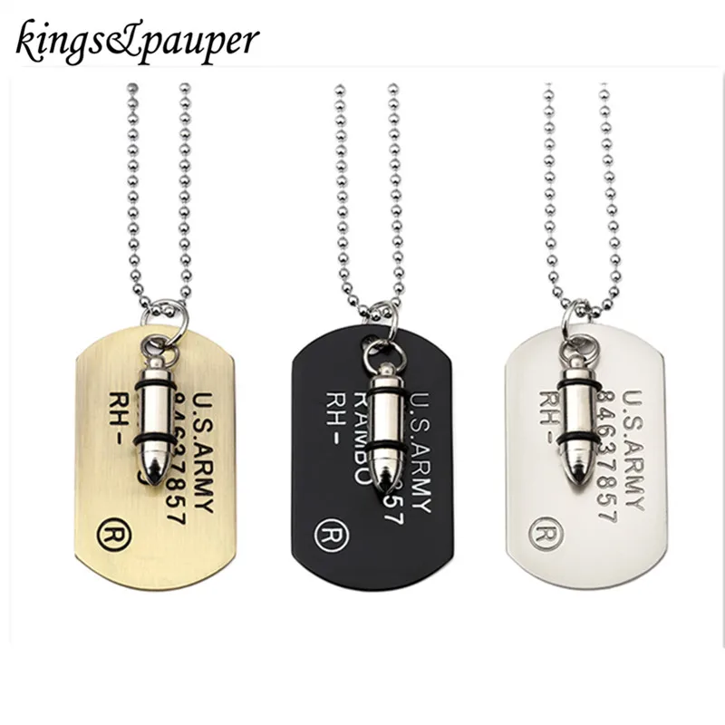 Ямайка армия письмо пуля Талисманы кулон Цепочки и ожерелья dogtag знак