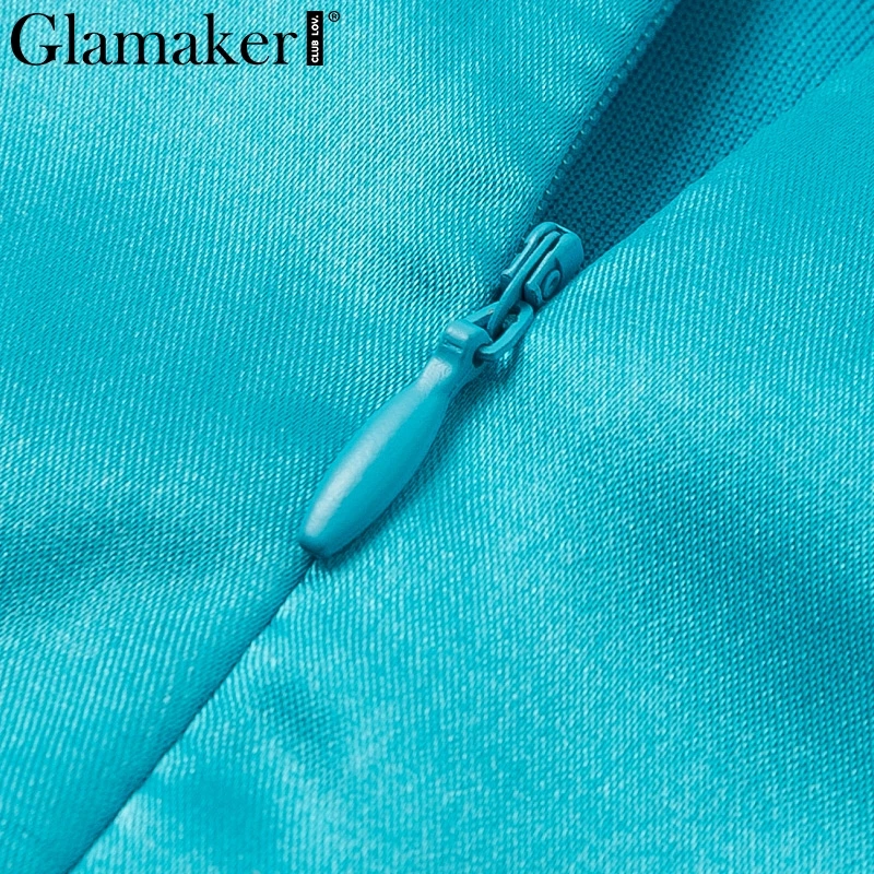 Glamaker, сексуальное Плиссированное сатиновое платье с длинным рукавом, женское, элегантное, короткое, мини платье, вечерние, для клуба, бодикон, ночное платье, festa vestidos
