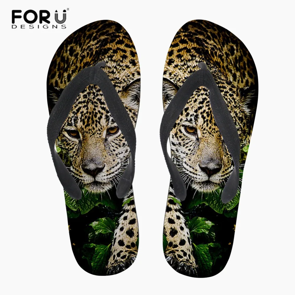FORUDESIGNS/мужские шлепанцы с леопардовым принтом Мужские Летняя обувь Сандалии для