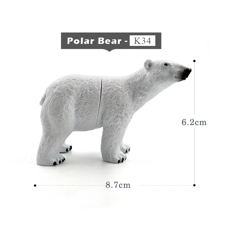 Polar Bear Искусственный шимпанзе, тигр, Лев, черный леопард, белый медведь, волк, панда, гиена, пантера, модель животного, фигурка, пластиковое украшение - Цвет: Polar Bear