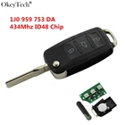 Okeytech Раскладной Автомобильный ключ с 3 кнопками дистанционного управления 434 МГц ID48 чип для VW Volkswagen Skoda Seat 1J0 959 753 DA Бесплатная доставка