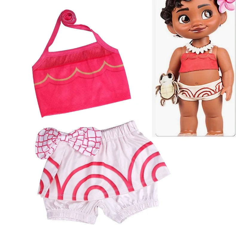 

2018 Kids Girls Movie Moana Princess Costume Sets Toddler Baby Girl Moana Children Cartoon Printing Swimwear Swimsuit Rose Red