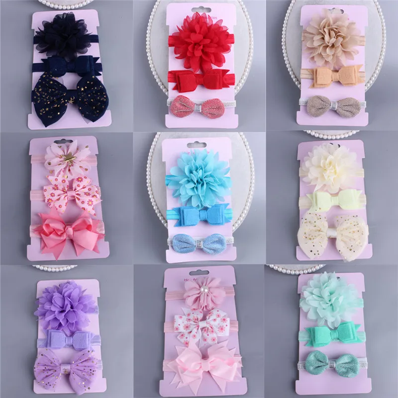 Pudcoco/комплект из 3 предметов головной убор модные детские банты с цветами для