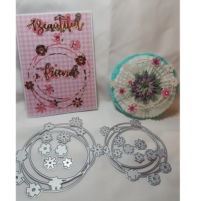 Трафарет для скрапбукинга с цветочными кругами и металлическими нарезками