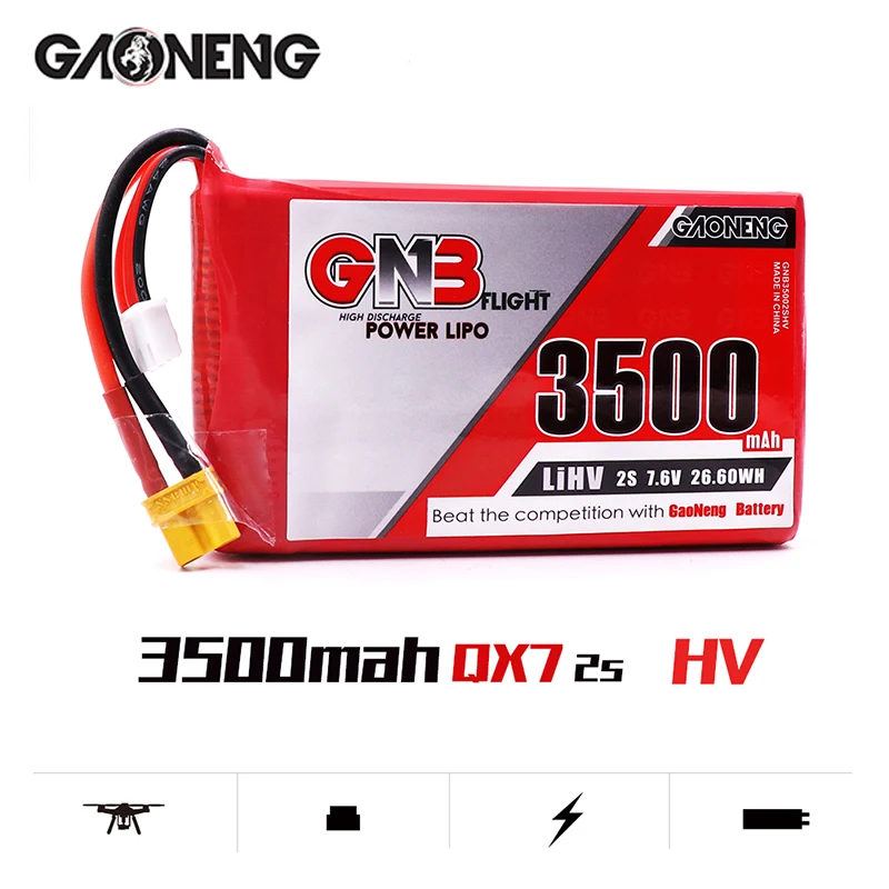 

Gaoneng GNB 2S 3500mAh 2S1P 7.6V 2C/4C HV Remote control Lipo Battery With XT30 Plug For frysky Taranis QX7 Transmitter TX