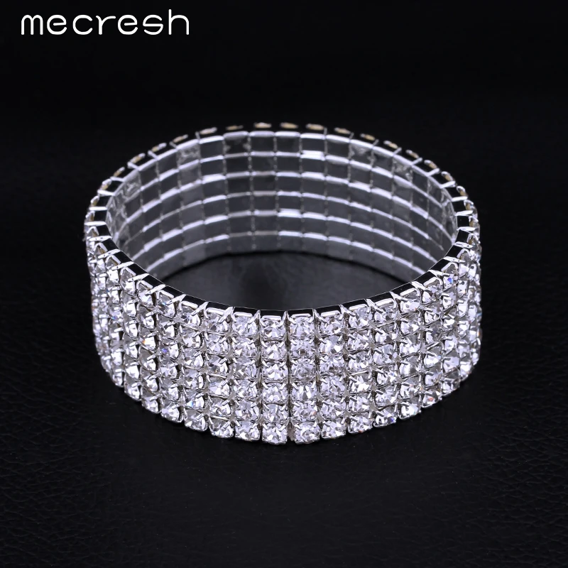 Mecresh классические шестирядные хрустальные бусины эластичный Свадебный браслет