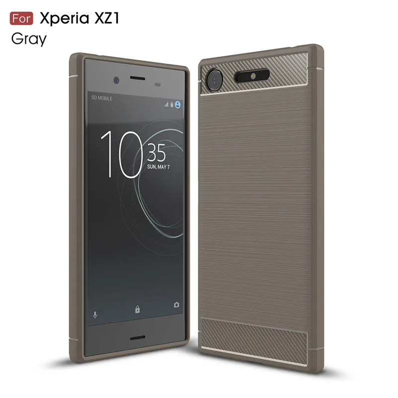 Серый Для sony Xperia XZ1 G8341 G8342 чехол из углеродного волокна, силикон, ТПУ, кожа, мягкая задняя крышка, чехол для телефона для sony Xperia XZ1 G8341 G8342 - Цвет: Серый