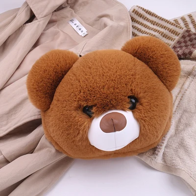 Женская сумка wenjie brother bear из искусственного меха, женские сумки через плечо, сумка-мессенджер, сумка на плечо с милым кроликом для девочки - Цвет: brown