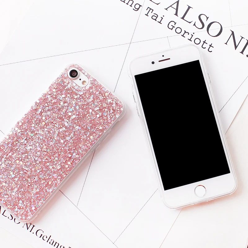 Phone Case For Apple iPhone 6 S 7 Плюс Роскошный Bling игристые Блеск Блестка Блесток Сотовый