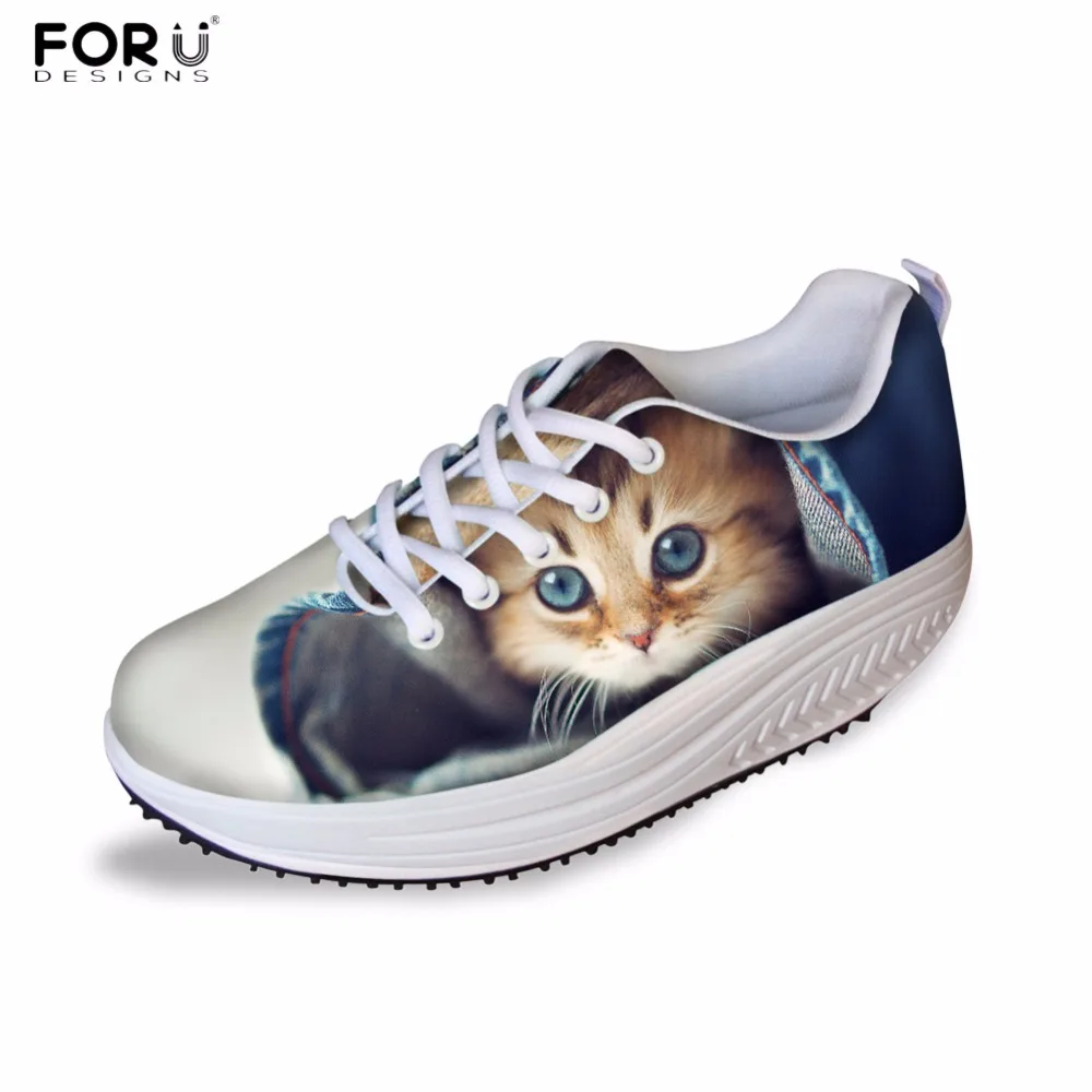 Женские повседневные туфли на плоской подошве FORUDESIGNS с 3D рисунком животных и