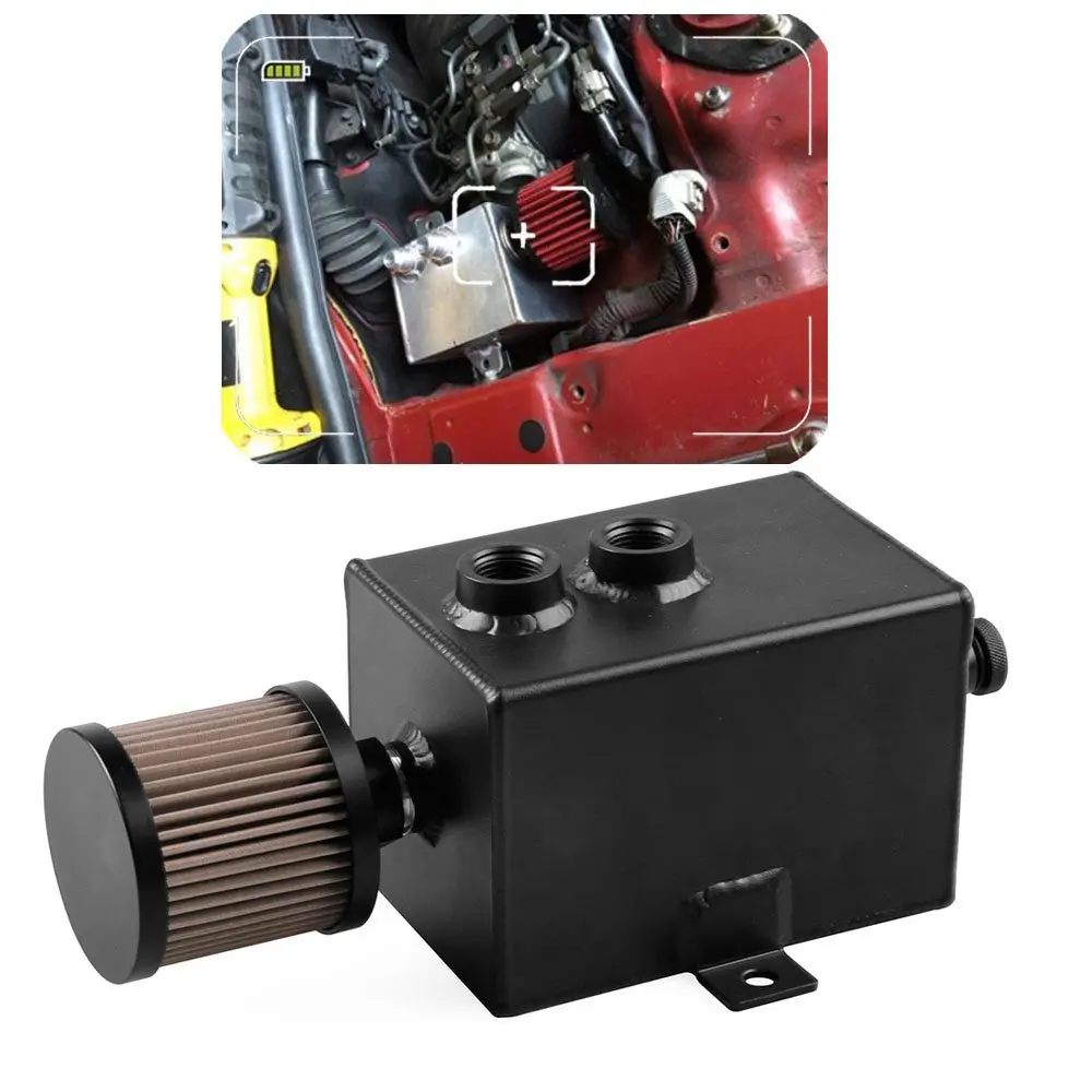

SPEEDWOW Universal 1L Aluminum Oil Catch Can AN10 Fittings Oil Tank With Filter Oil Catch Reservoir Tank Can Breather Kit