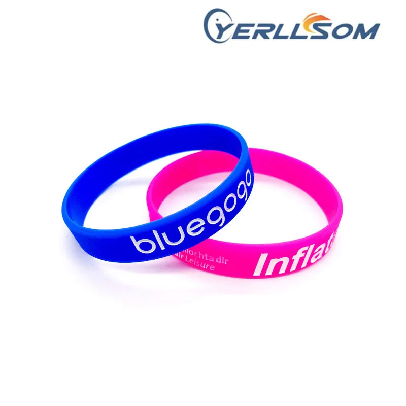 200pcs/Lot YERLLSOM hot selling customized personal relief logo bracelets silicone for promotional gifts c