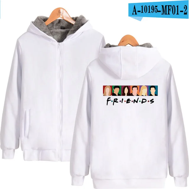 white Супер теплая толстовка с капюшоном с принтом «Best FRIENDS Forever» для ТВ-шоу, зимняя плотная флисовая толстовка с принтом - Цвет: white