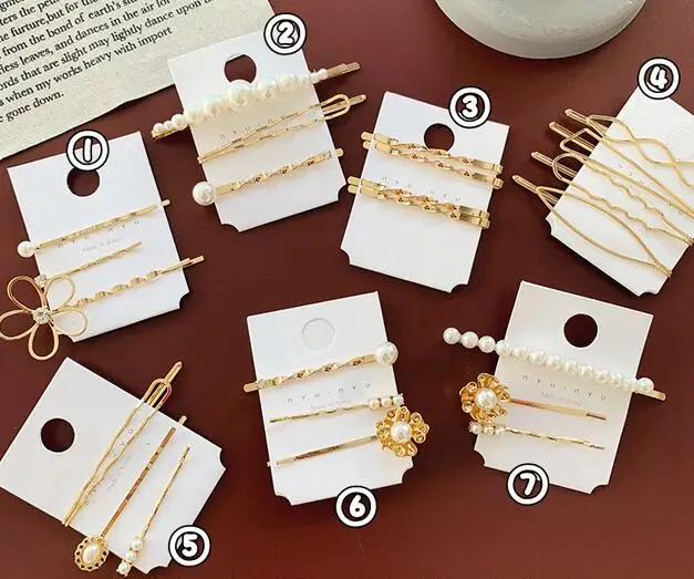 2019 Korea Imitiation Pearl Hairpins Metal Gold Color Rhinestones Hair Clips Accessories for Women Hollow Flower Hai | Украшения и