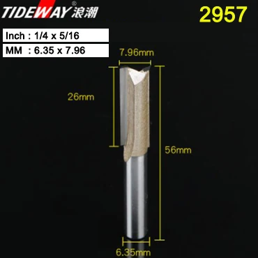 Tideway 1/" 1/2" хвостовик 2 флейты прямой бит Деревообрабатывающие инструменты фреза для дерева, карбида вольфрама Концевая фреза - Длина режущей кромки: 2957