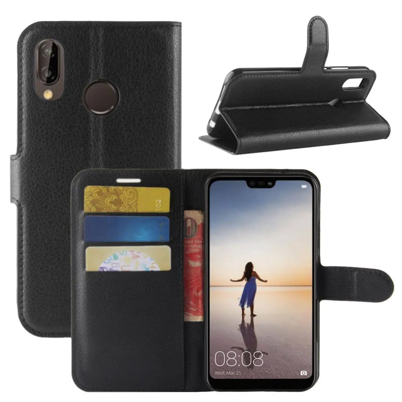Для huawei P20 Lite Pro & Nova 3e Роскошные противоударный магнитных флип Кожа PU Стенд