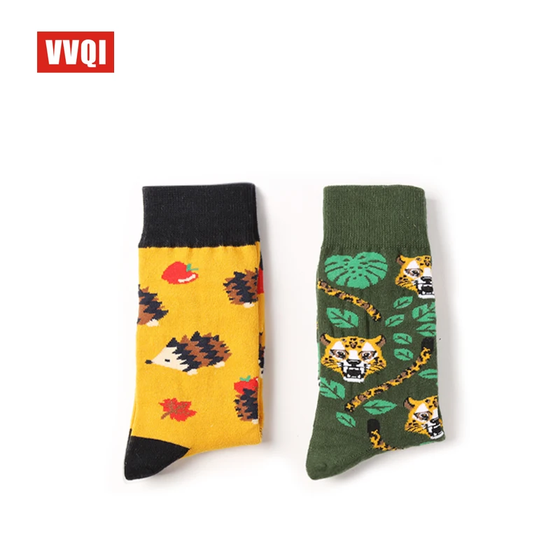 VVQI, ins, 5 пар, Харадзюку, kawaii wonen, носки с рисунками животных, тигра, ежика, Северной Звезды, милые носки, уличная одежда, корейские забавные носки