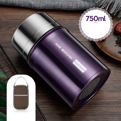 750ml Purple Большой Ёмкость 750/1000 мл изотермическая чашка термосы Термокружка термос для обедов Еда контейнеры термос коробка для ланча - Цвет: 750ml Purple