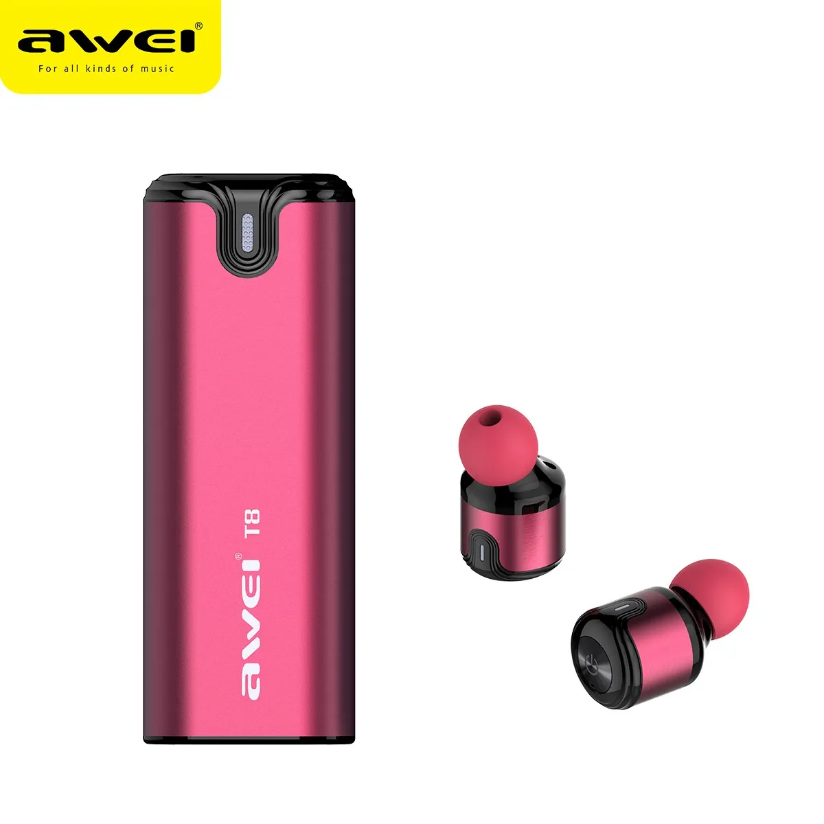 AWEI T8 Новое поступление TWS беспроводные bluetooth наушники V4.2 Handfree Спорт встречи в ухо наушники с микрофоном - Цвет: red