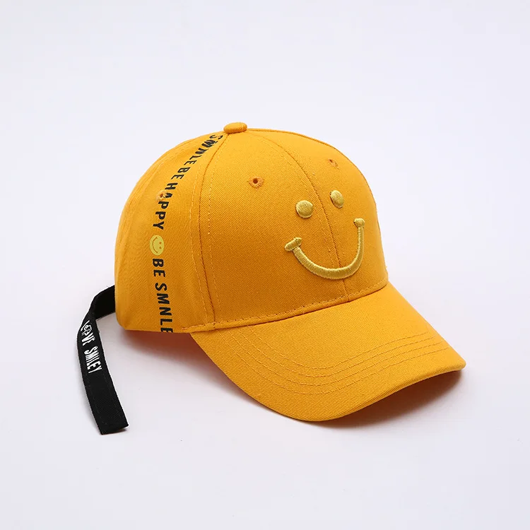 Smile Yellow Хлопок малыш улыбка вышивка бейсболки для женщин весна мальчик ребенок повседневное регулируемая бейсболка шляпа Кепка кость Gorros - Цвет: Smile Yellow