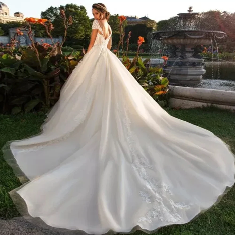 Vestido De Casamento Short Sleeve Appliques Ball Gown Wedding Dresses Elegant With Petticoat Abito Da Sposa Alibaba China | Свадьбы и