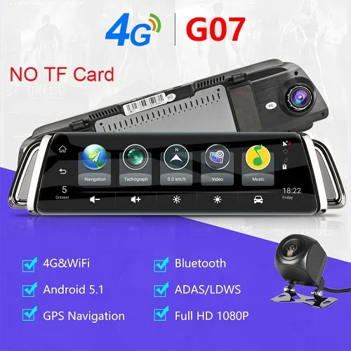 4G NO TF Card Jansite 1" сенсорный экран 4G wifi смарт Автомобильный видеорегистратор Android поток медиа вид зеркало двойной объектив изображение gps навигация ADAS видеорегистратор - Название цвета: 4G NO TF Card
