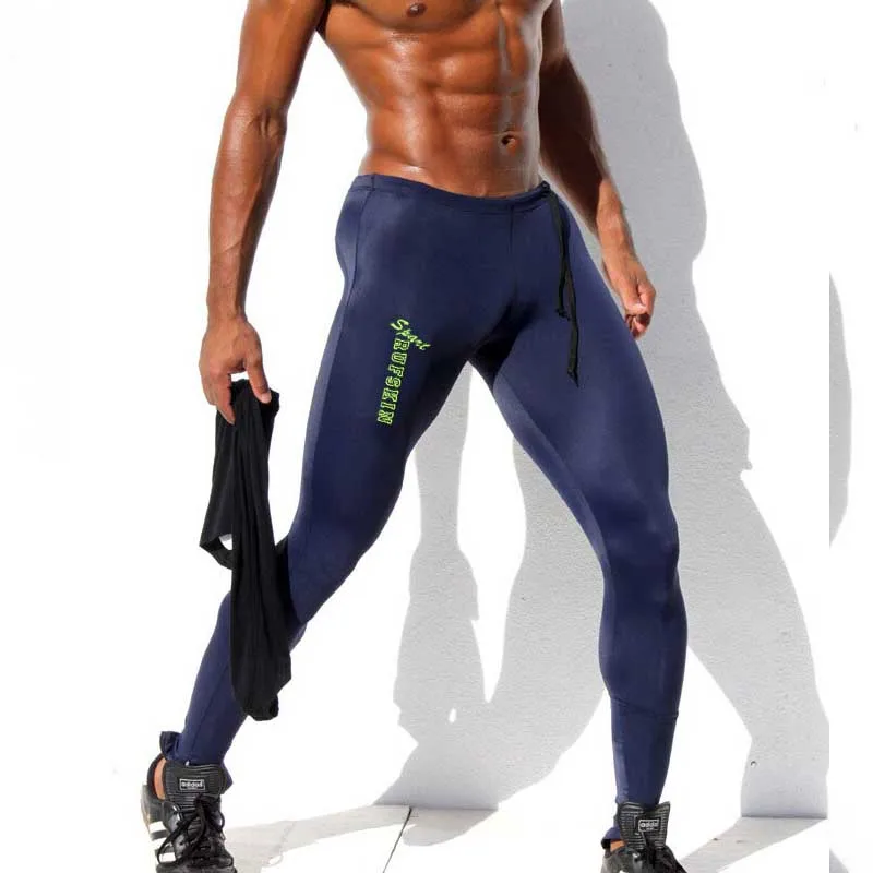 Мужские штаны для бега эластичные с низкой посадкой йоги компрессионные