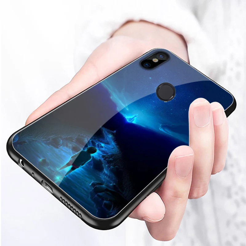 Для Xiaomi mi A2 мобильный чехол для телефона из закаленного стекла жесткий задняя