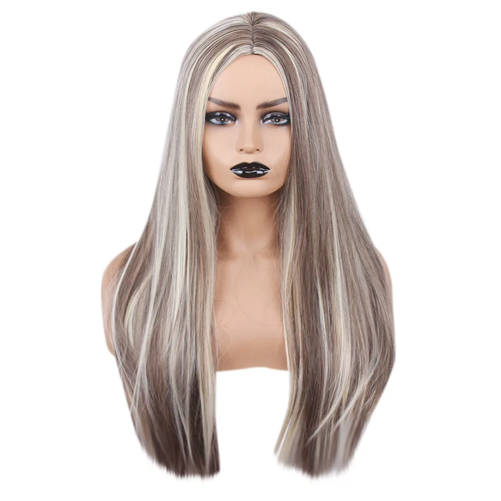 Парики Для Дамская мода Full Lace парик для девочек блондинка длинные прямые парики