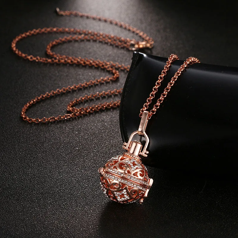 1Pcs New Mexico Chime Hollow Zircon Vintage Necklace Jewelry Music Ball Essential Oil Pregnancy Necklace Summer Romantic Accessories - Окраска металла: 1Pcs