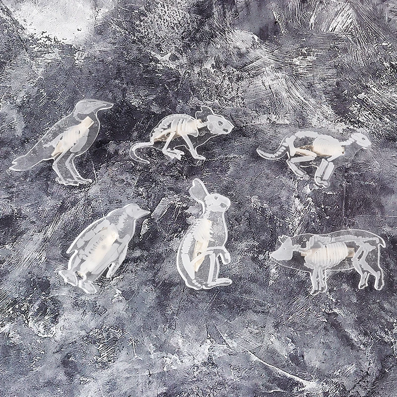 Акриловая булавка в виде животного скелет череп кошка кролик пингвин свинья мышь