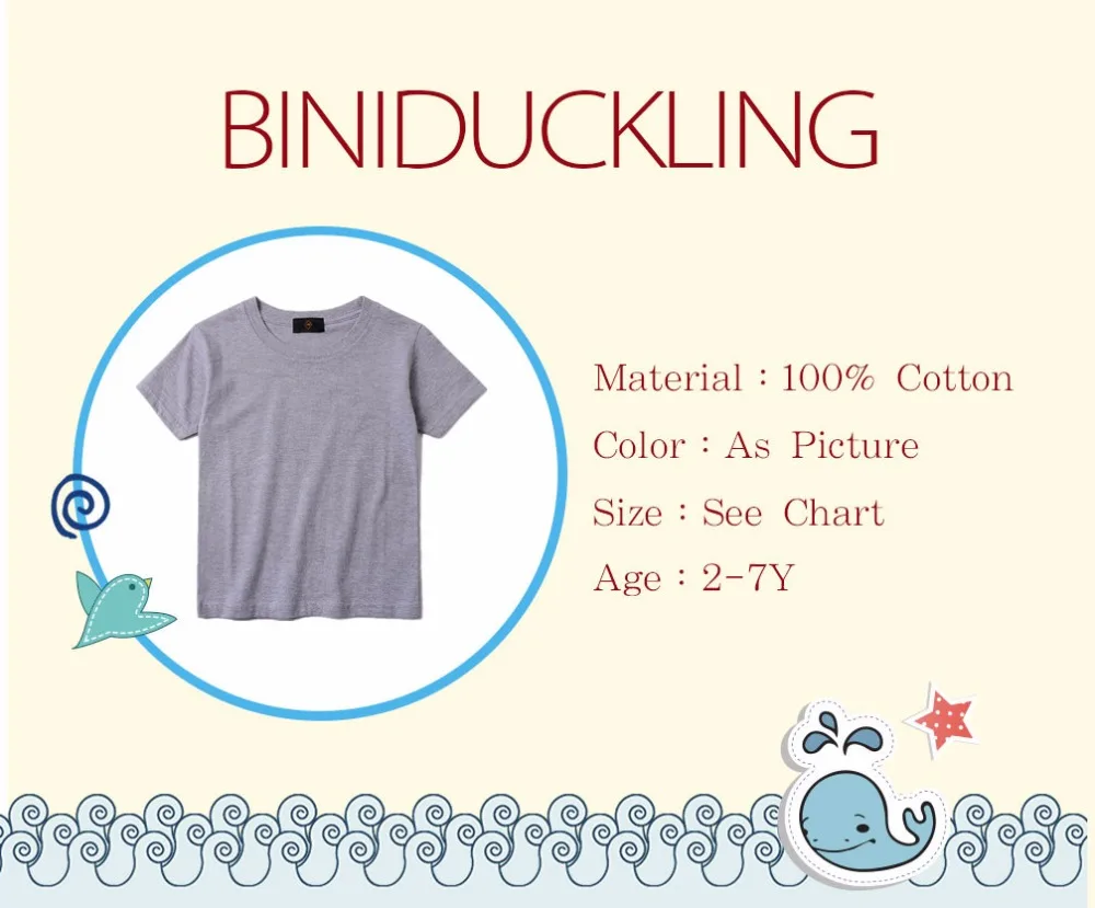BINIDUCKLIN/детская футболка для мальчиков однотонные футболки с короткими рукавами для маленьких детей футболка новая брендовая летняя одежда для детей хлопок