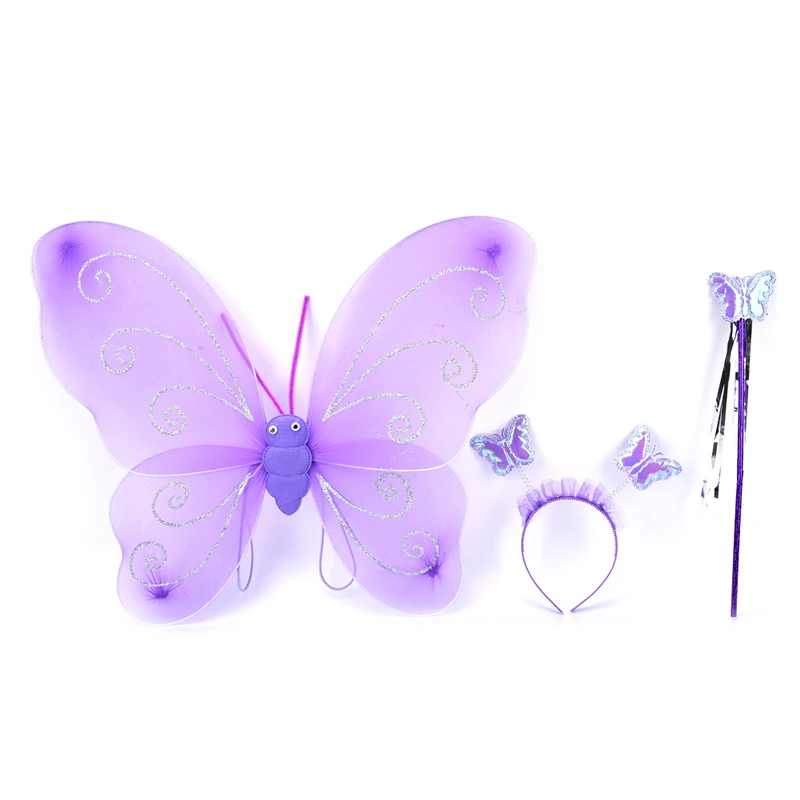 3 шт./компл. Детский костюм для девочек с крыльями бабочки волшебная палочка