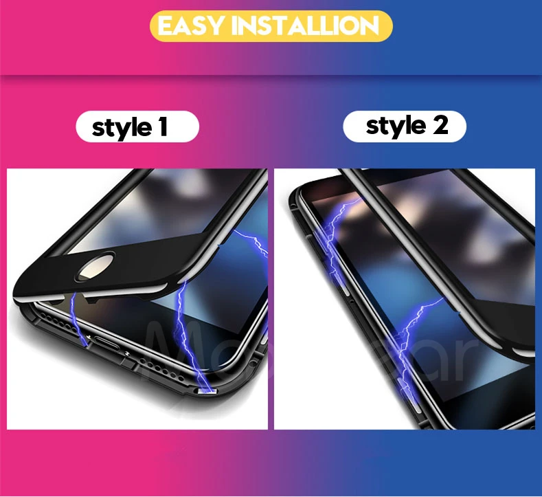 MaxGear Магнитный адсорбционный чехол на 360 градусов для iPhone X, 8 PLUS, 7, 6, 6S Plus, Магнитный чехол из закаленного стекла для IPhone 7, 8, полное покрытие