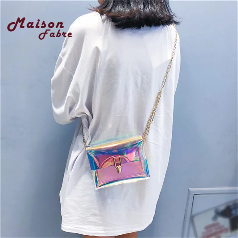 Women Laser Crossbody Bag Messenger Shoulder PVC Jelly Small Tote Bags Holographic Lady Torebka damska|Сумки с ручками| |