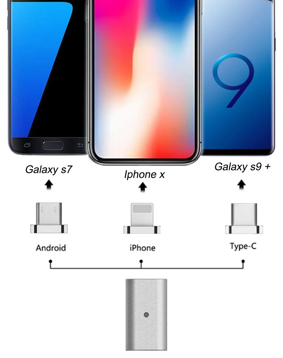 Магнитный адаптер Micro Usb, магнитный разъем для IPhone, Android, Тип C, 3 в 1, кабель для передачи данных, конвертер для Xiaomi, samsung, huawei