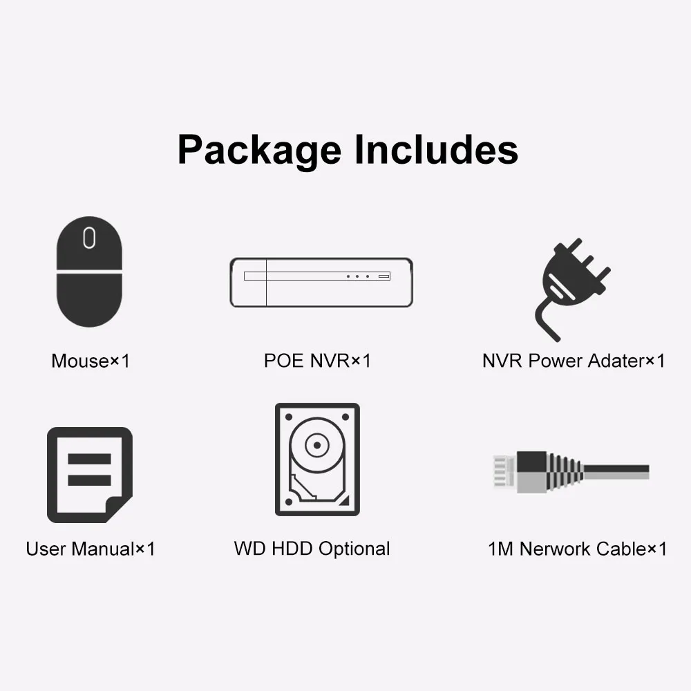 Система видеонаблюдения HiLook Onvif 4CH POE NVR 104MH C/4 P Hikvision Plug & Play 4 канала 4K PoE 1 SATA VCA